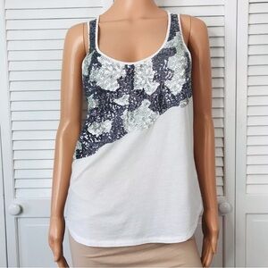 2/$25 EXPRESS White Sequins Tank Top Size Medium